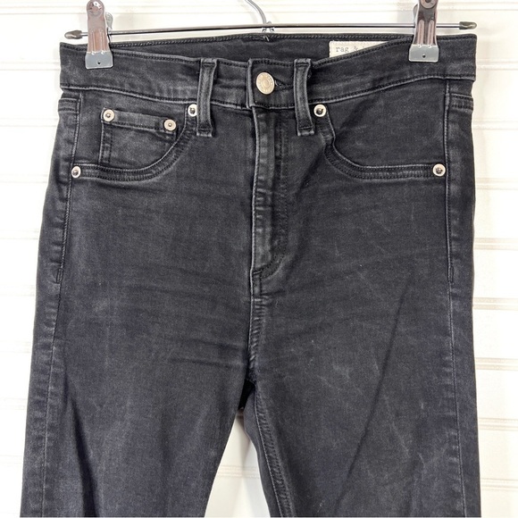 Rag & Bone Skinny Ankle Jeans Women's 26 Black Stretch Denim High Rise - Picture 2 of 14